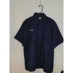 Police Officer Halloween Costume L/XL Shirt w/Hat, Badge. Cuffs and utility belt